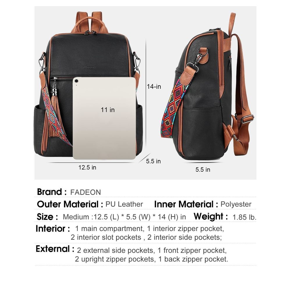 Leather Backpack Purse for Women Designer Travel Backpack Purses PU Fashion🦄 - Picture 2 of 8